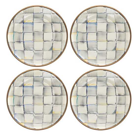 Sterling Check Appetizer Plates Set of 4 Lagoon Linens