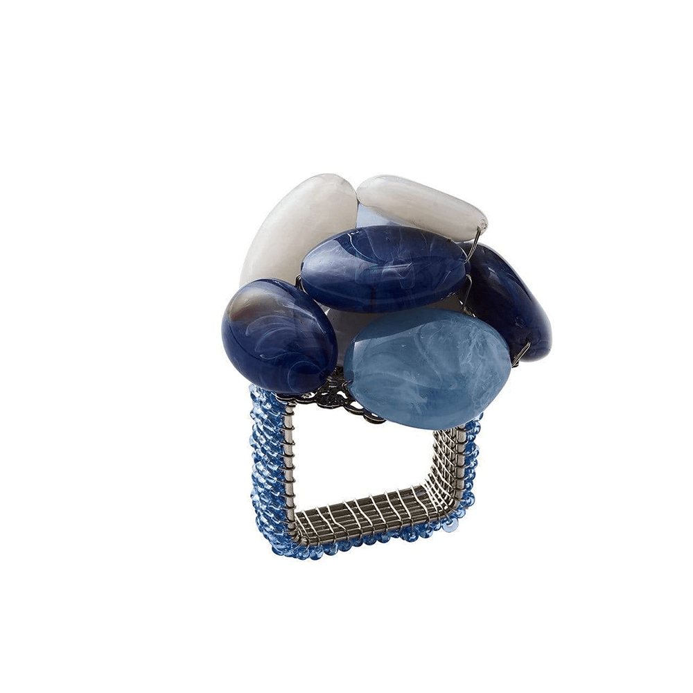 Kim Seybert Sea Stone Napkin Ring in Navy- Set of 4