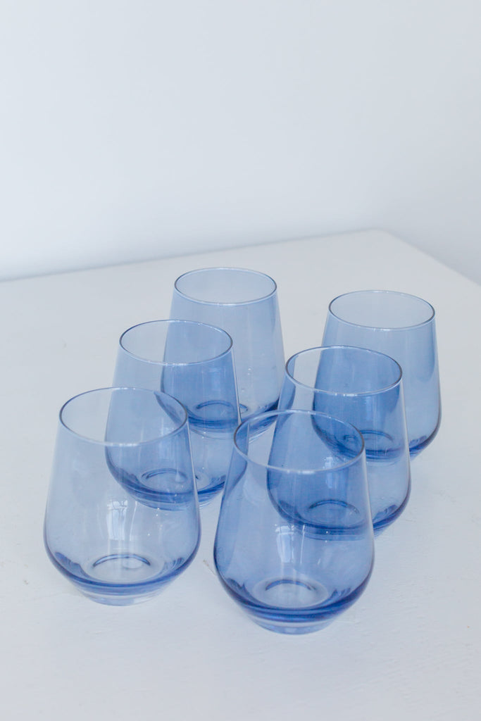 Colored Wine Stemless Blue S6