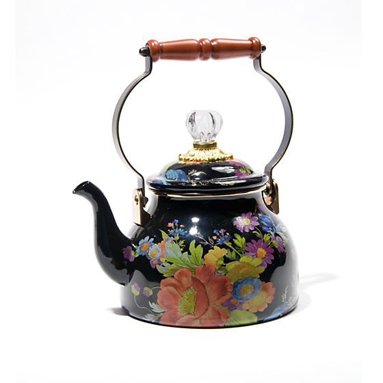 MacKenzie-Childs Flower Market 2 Quarts Tea Kettle - Black