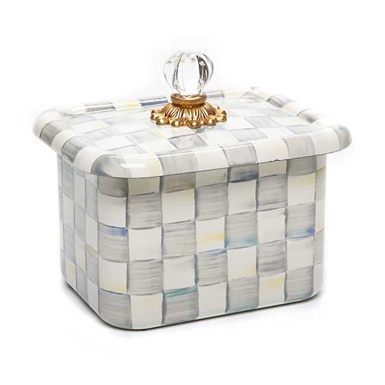 Sterling Check Enamel Recipe Box Lagoon Linens