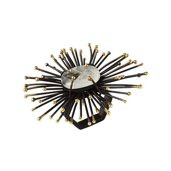 Kim Seybert Flare Napkin Ring In Gold & Black- Set of 4