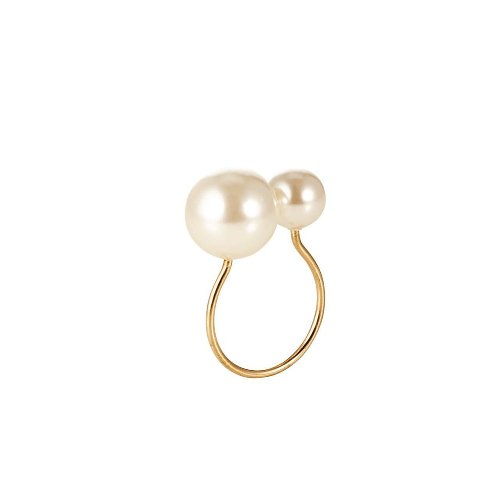 Kim Seybert Pearl Napkin Ring In Ivory & Gold- Set of 4