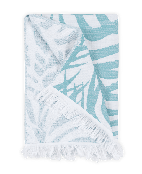 Zebra Palm Beach Towel Cerulean